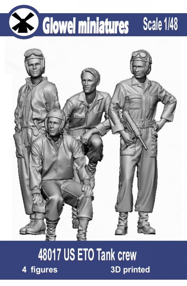 Glowel Miniatures 48017 US ETO Tank crew (3 Figures, 3D Printed) 1/48