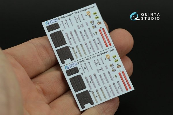 Quinta Studio QD48221 F-16B 3D-Printed &amp; coloured Interior on decal paper (Hasegawa) 1/48