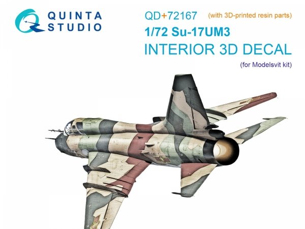 Quinta Studio QD+72167 Su-17UM3 3D-Printed &amp; coloured Interior on decal paper (Modelsvit) (with 3D-printed resin part) 1/72