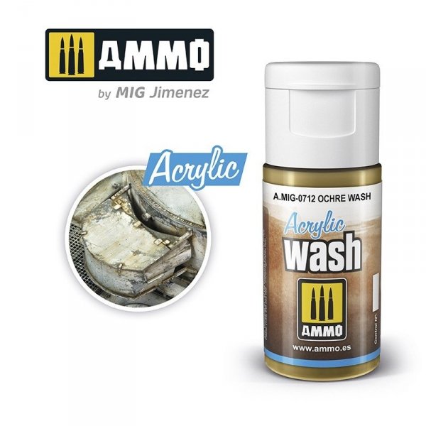 AMMO of Mig Jimenez 0712 ACRYLIC WASH Ochre Wash 15ml
