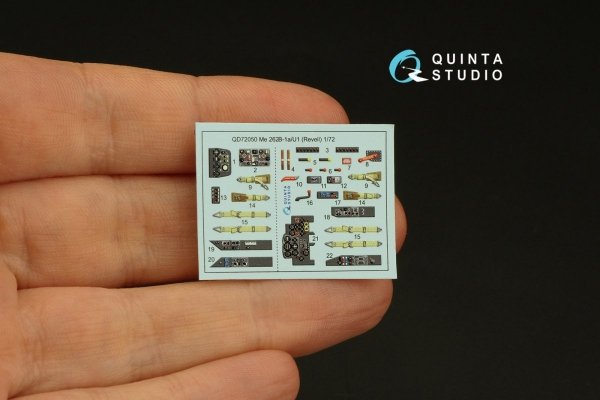 Quinta Studio QD72050 Me-262B-1a/U1 3D-Printed &amp; coloured Interior on decal paper (Revell) 1/72