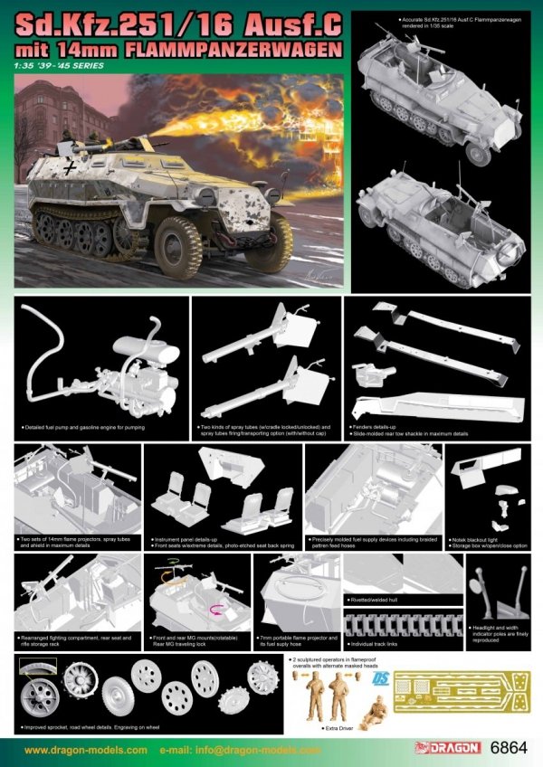 Dragon 6864 Sd.Kfz.251/16 Ausf.C mit 14mm Flammpanzerwagen 1/35