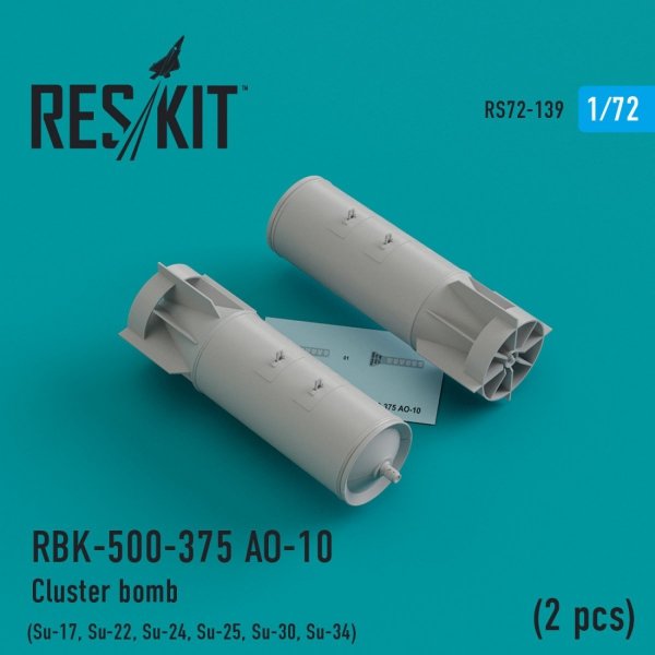 RESKIT RS72-0139 RBK-500-375 АО-10 CLUSTER BOMBS (2 PCS) 1/72