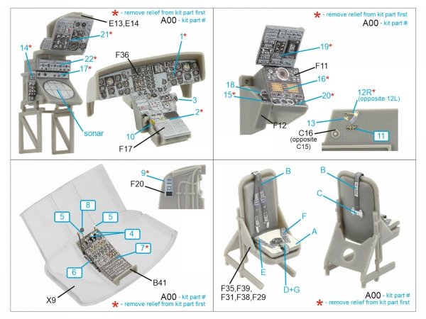 Quinta Studio QD48429 Westland Sea King HAS.1 3D-Printed &amp; coloured Interior on decal paper (Airfix) 1/48