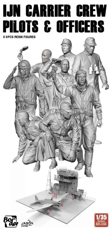 Border Model BR-006 IJN Carrier Crew Pilots &amp; Officers x 8 resin figures 1/35