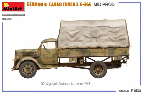 Miniart 35456 GERMAN 3T CARGO TRUCK 3,6-36S MID PROD 1/35