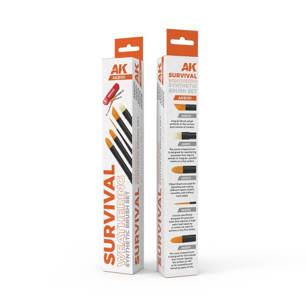 AK Interactive AKB101 SURVIVAL WEATHERING BRUSHES SET