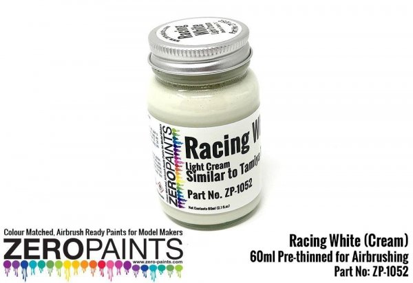 Zero Paints ZP-1052 Racing White Paint (Light Cream) - Similar to TS7 60ml