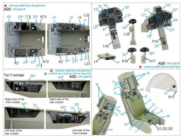 Quinta Studio QD32100 F/A-18F late / EA-18G 3D-Printed &amp; coloured Interior on decal paper (Trumpeter) 1/32