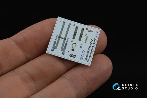 Quinta Studio QD48302 F/A-18C late 3D-Printed &amp; coloured Interior on decal paper (Hasegawa) 1/48