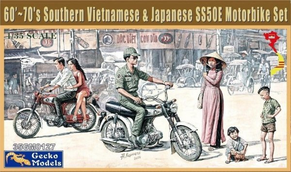 Gecko Models 35GM0127 60’~70's Southern Vietnamese &amp; Japanese SS50E Motorbike Set 1/35
