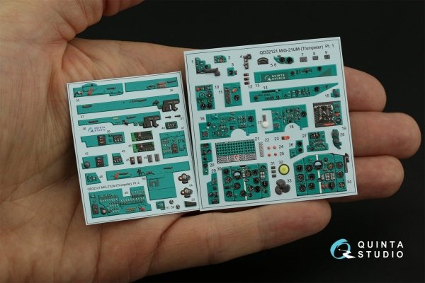 Quinta Studio QDS-32121 MiG-21UM 3D-Printed &amp; coloured Interior on decal paper (Trumpeter) (Small version) 1/32