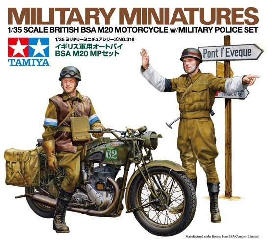 Tamiya 35316 British BSA M20 Motorcycle w/Military Police Set (1:35)