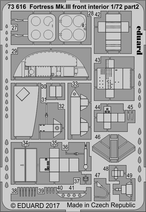 Eduard 73616 Fortress Mk. III front interior AIRFIX 1/72
