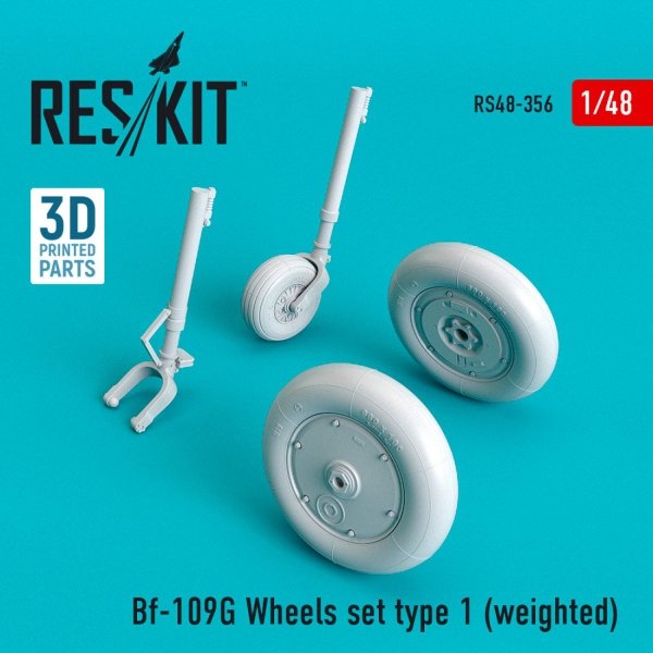 RESKIT RS48-0356 BF-109G WHEELS SET TYPE 1 (WEIGHTED) 1/48