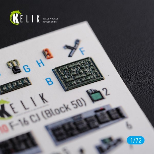 KELIK K72110 F-16 CJ (Block 50) interior 3D decals for Tamiya kit 1/72