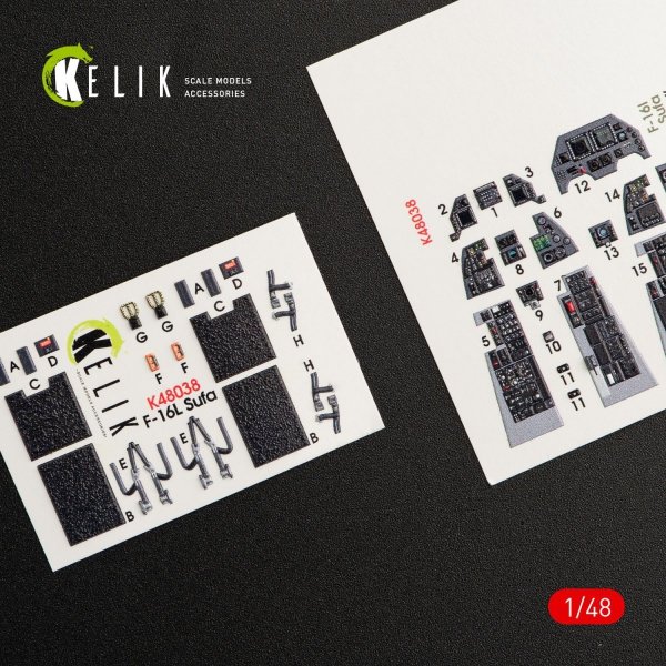 KELIK K48038 F-16I &quot;SUFA&quot; INTERIOR 3D DECALS FOR KINETIC KIT 1/48
