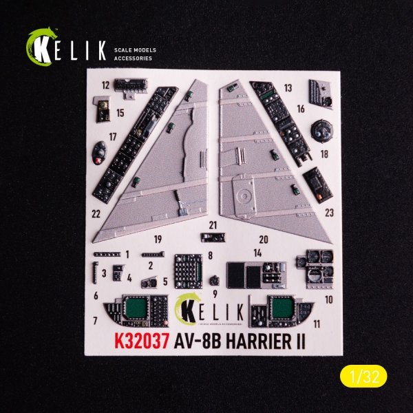 Kelik K32037 AV-8 Harrier - interior 3D decals for Trumpeter kit (1/32)
