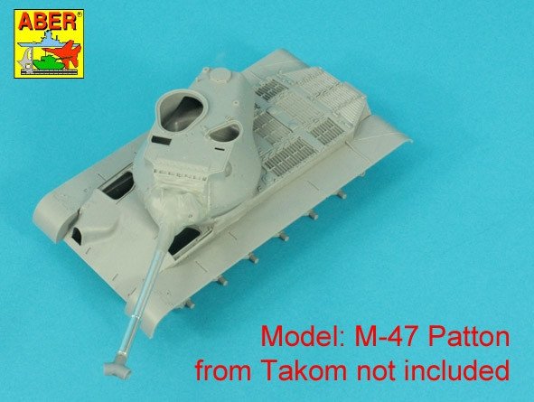 Aber 35L-359 90 mm M-36 Barrel with Y-Shaped Muzzle Brake with Mantlet Cover for M47 Patton / Lufa z hamulcem o kształcie Y do czołgu M47 Patton z pokrowcem na jarzmo (Tamiya) 1/35