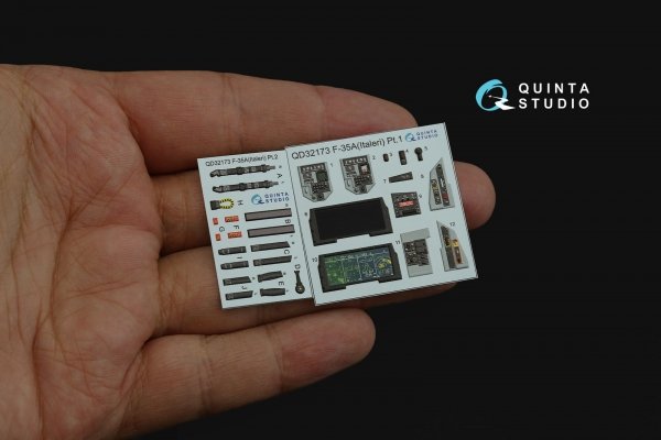 Quinta Studio QD32173 F-35A 3D-Printed &amp; coloured Interior on decal paper (Italeri) 1/32