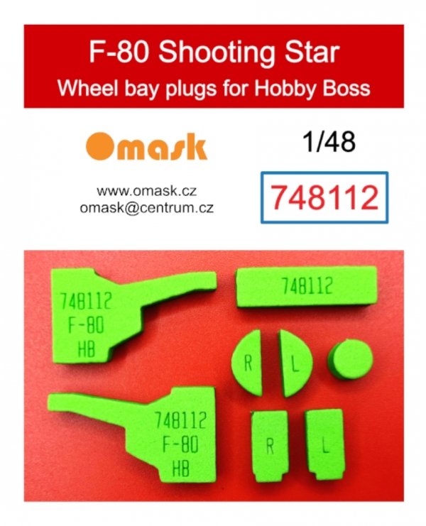 Omask 748112 F-80 Shooting Star wheel bay plugs (for Hobby Boss) 1/48
