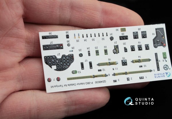 Quinta Studio QD48030 P-38G 3D-Printed &amp; coloured Interior on decal paper (for Tamiya kit) 1/48