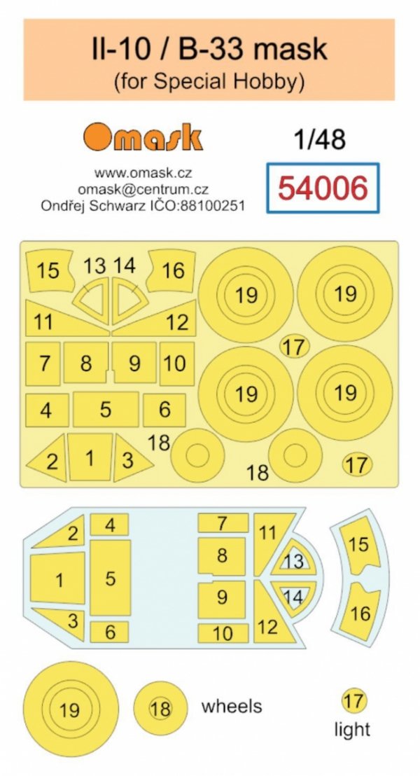 Omask 54006 Il-10 / B-33 mask (for Special Hobby) 1/48