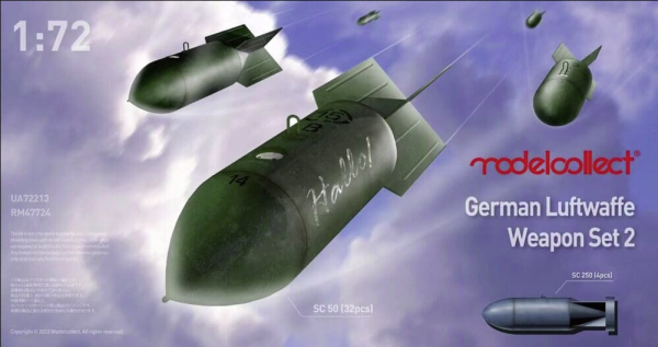 Modelcollect UA72213 German WWII Luftwaffe Weapon Set 2 (SC50x32 and SC250x4) 1/72