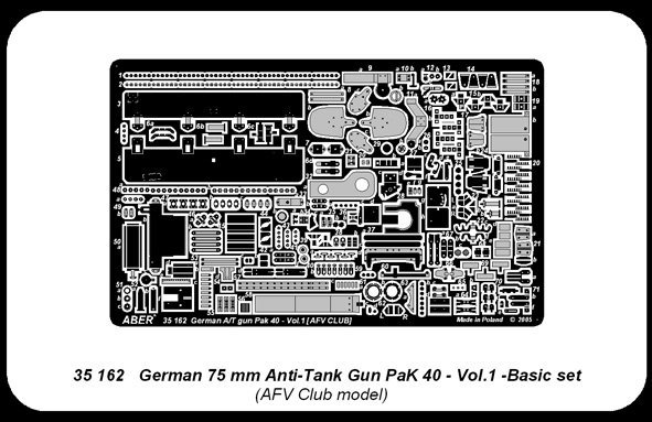 Aber 35162 Niemiecka armata przeciwpancerna PaK40 cz1 zestaw podstawowy (AFV) (1:35)