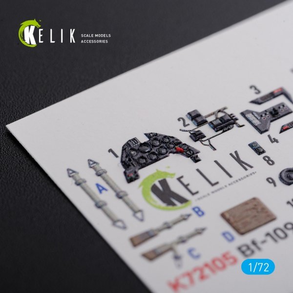 KELIK K72105 BF109 G-6 interior 3D decals for Tamiya kit 1/72