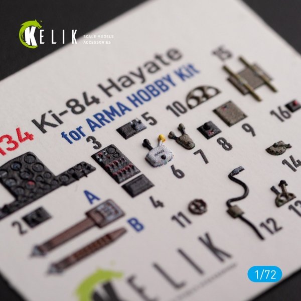 KELIK K72134 Ki-84 Hayate - interior 3D decals for Arma Hobby kit 1/72