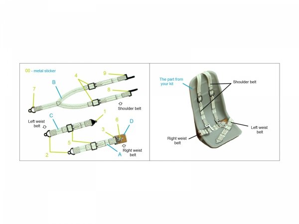 Quinta Studio QR+32034 WWII US fighter seat belts (with metal buckles) (All kits) 1/32