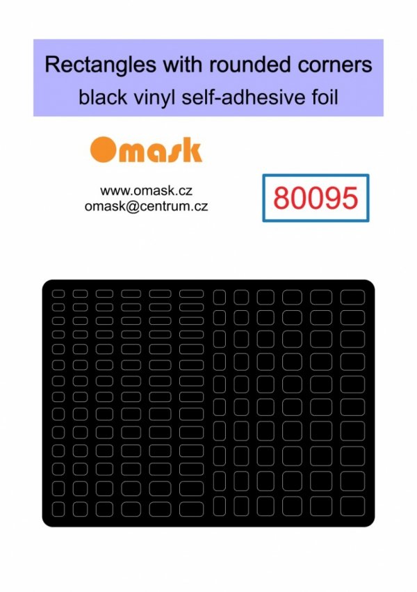 Omask 80095 Rectangles with round corners 2-5mm (black Vinyl stickers)