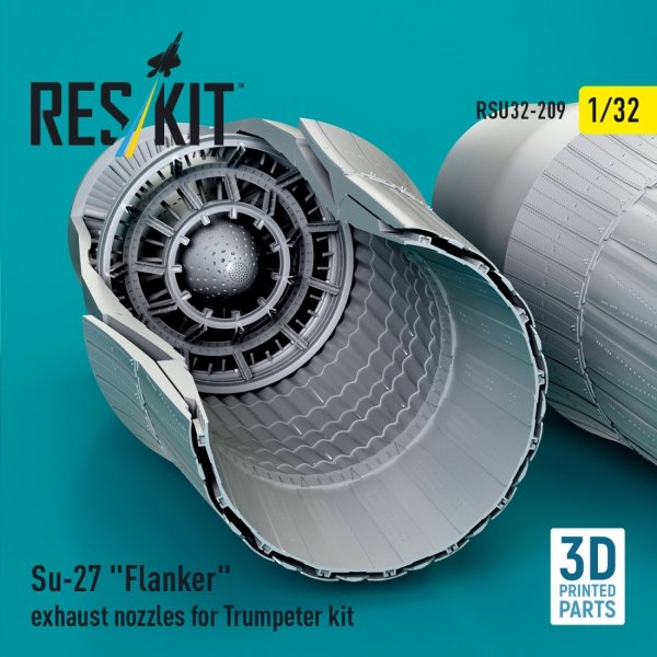 RESKIT RSU32-0209 Su-27 "Flanker" exhaust nozzles for Trumpeter kit (3D Printed) 1/32