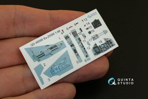 Quinta Studio QD48068 Su-25SM 3D-Printed &amp; coloured Interior on decal paper (for KP kit) 1/48