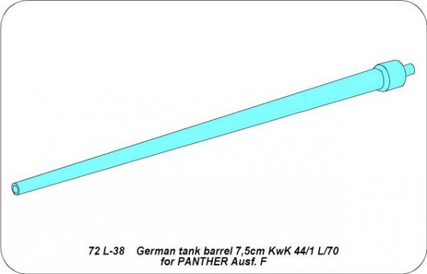 Aber 72L-38 7,5 cm KwK 44/1 L/70 lufa do czołgu Panther F /  7,5 cm KwK 44/1 L/70 german tank barrel for Panther Ausf.F 1/72