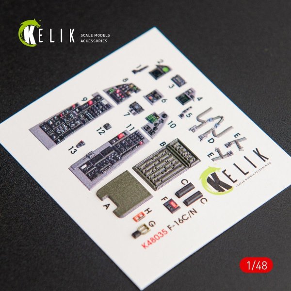KELIK K48035 F-16CN &quot;FIGHTING FALCON&quot; INTERIOR 3D DECALS FOR TAMIYA KIT 1/48