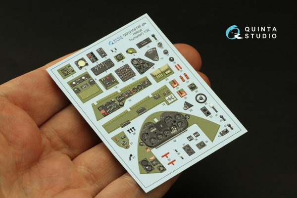 Quinta Studio QD32169 F6F-5N Hellcat 3D-Printed &amp; coloured Interior on decal paper (Trumpeter) 1/32