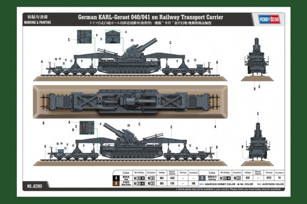 Hobby Boss 82961 German KARL-Geraet 040/041 on Railway Transport Carrier 1/72