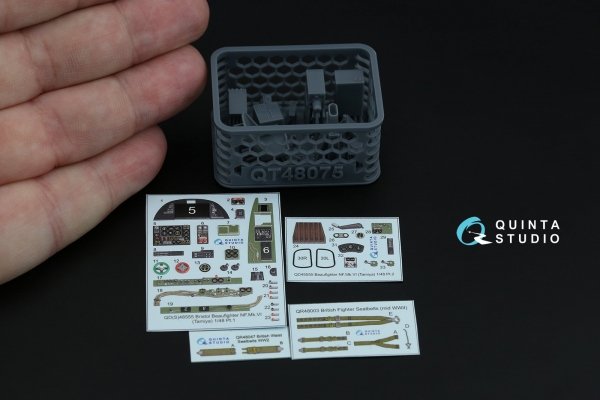 Quinta Studio QD+48555 Bristol Beaufighter NF.Mk.VI 3D-Printed &amp; coloured Interior on decal paper (Tamiya) (with 3D-printed resin parts) 1/48