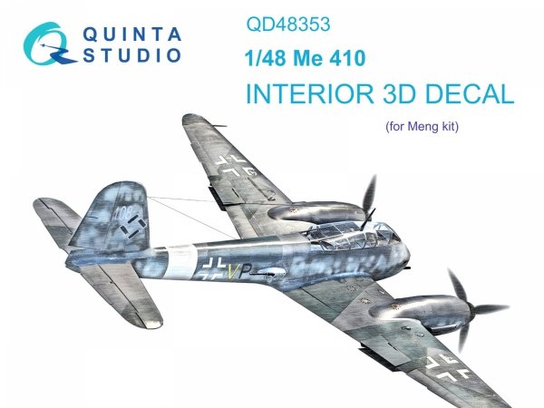 Quinta Studio QD48353 Me 410 3D-Printed &amp; coloured Interior on decal paper (Meng) 1/48
