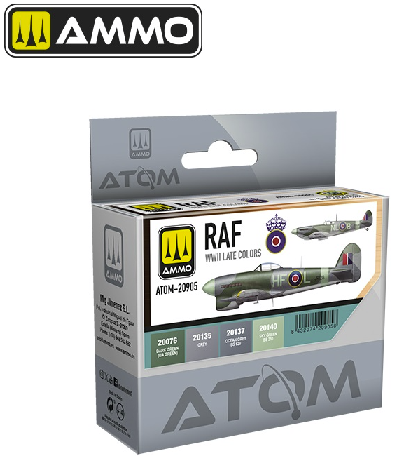 AMMO of Mig Jimenez 20905 ATOM RAF WWII LATE COLORS 4x20ml