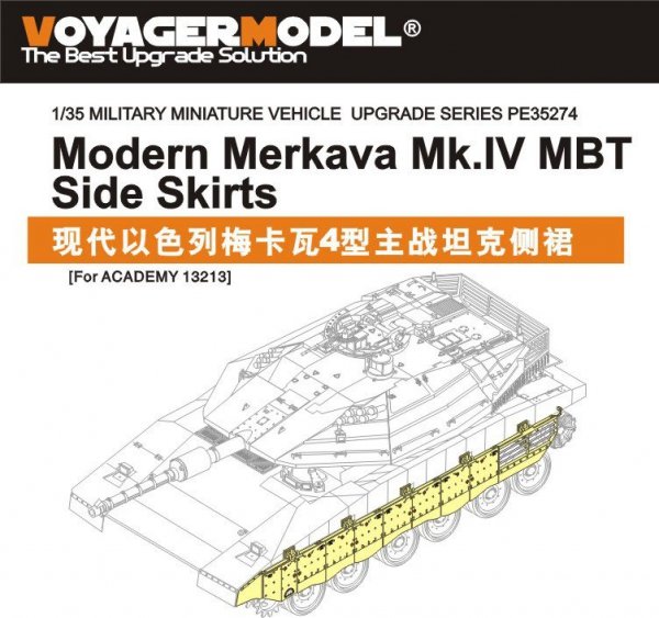 Voyager Model PE35274 Modern Merkava Mk.IV MBT Side Skirts (For ACADEMY 13213) 1/35