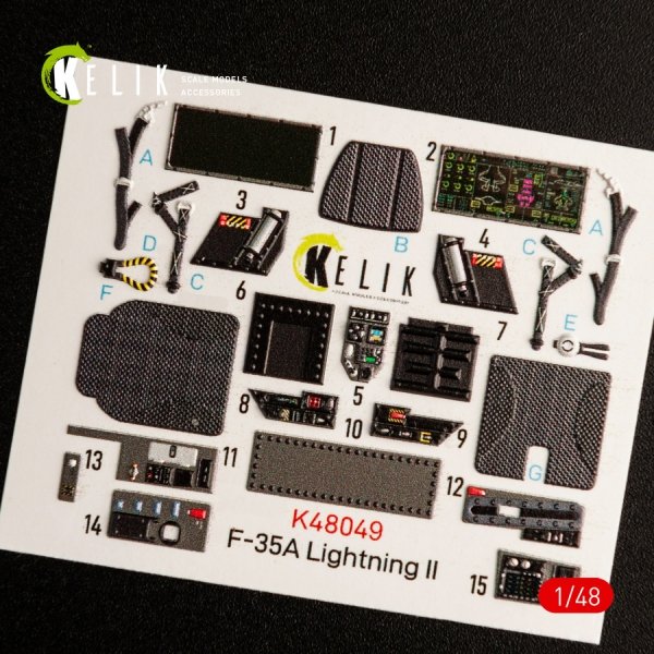 KELIK K48049 F-35A LIGHTNING II INTERIOR 3D DECALS FOR MENG KIT 1/48
