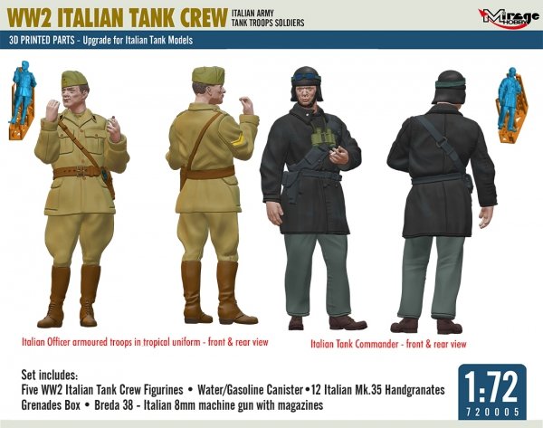 Mirage Hobby 720005 Italian Tank Crew 3D Print 1/72