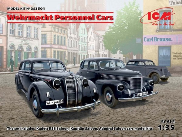 ICM DS3504 Wehrmacht Personnel Cars (Kadett K38 Saloon, Kapitan Saloon, Admiral Saloon) 1/35