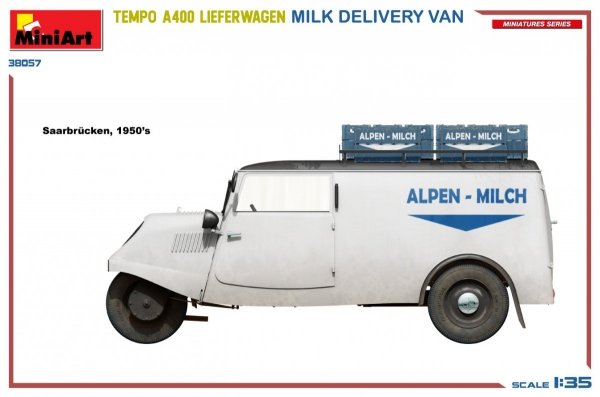 MiniArt 38057 TEMPO A400 LIEFERWAGEN. MILK DELIVERY VAN 1/35