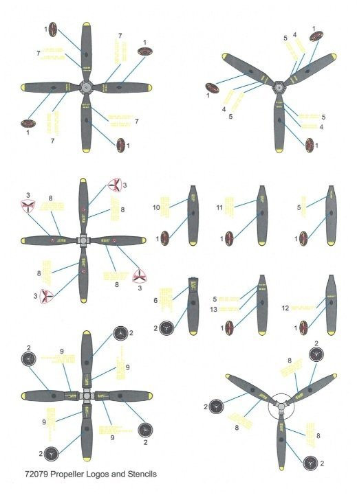 Techmod 72079 Propeller Stencils 1/72