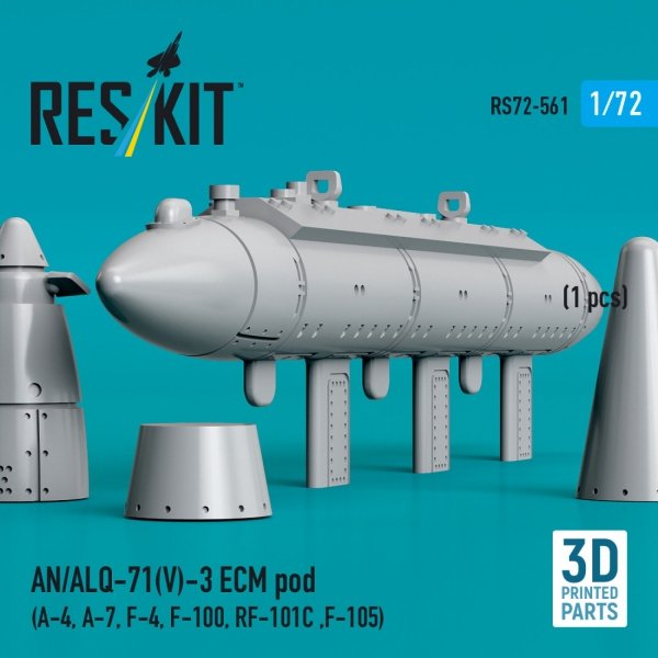 RESKIT RS72-0561 AN/ALQ-71(V)-3 ECM pod (1pcs) (3D Printed) 1/72