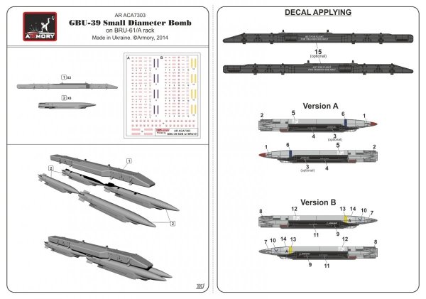 Armory Models ACA7303 GBU-39 SDB w/ BRU-61/A carriage system 1/72